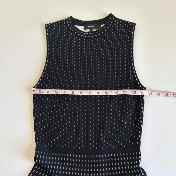 Theory Black and White Sleeveless Fit and Flare Mini Dress Women’s Small Bodycon - Picture 6 of 10